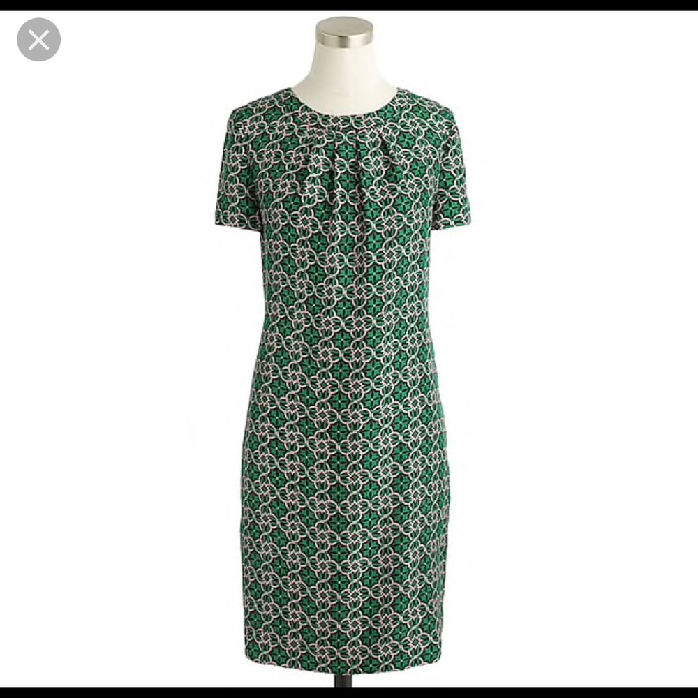 JCrew navy and emerald silk dress size 12.